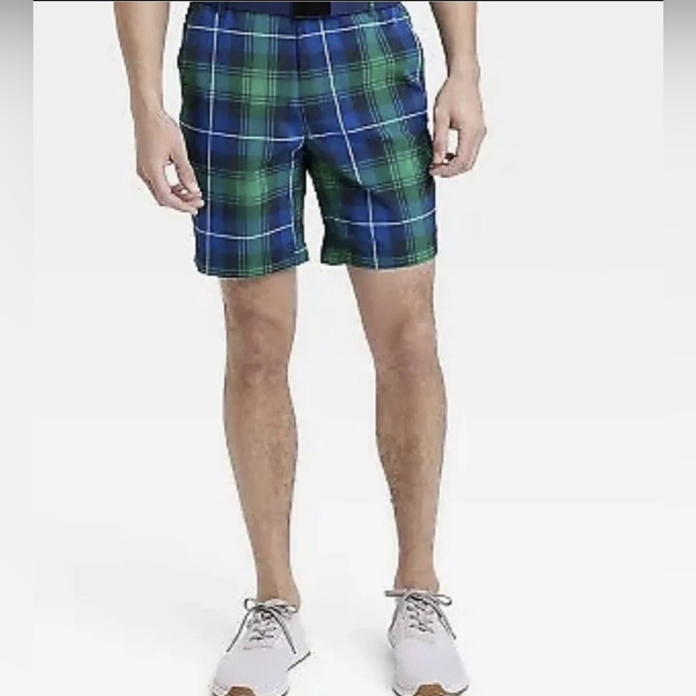 Men's All In Motion Big Plaid Lightweight Golf Shorts 8" Inseam Size 30 NWT